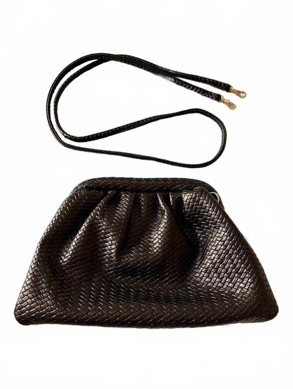 Urban Expressions Black Woven Pouch Clutch Crossbody Bag NWOT